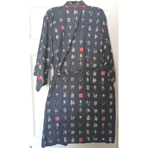 Unisex Japanese Yukata Kimono Robe Wrap Jacket Black Red One Size Vintage 1987 - Picture 2 of 8